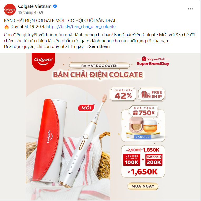 Fanpage Congate sử dụng Content giới thiệu sản phẩm của mình