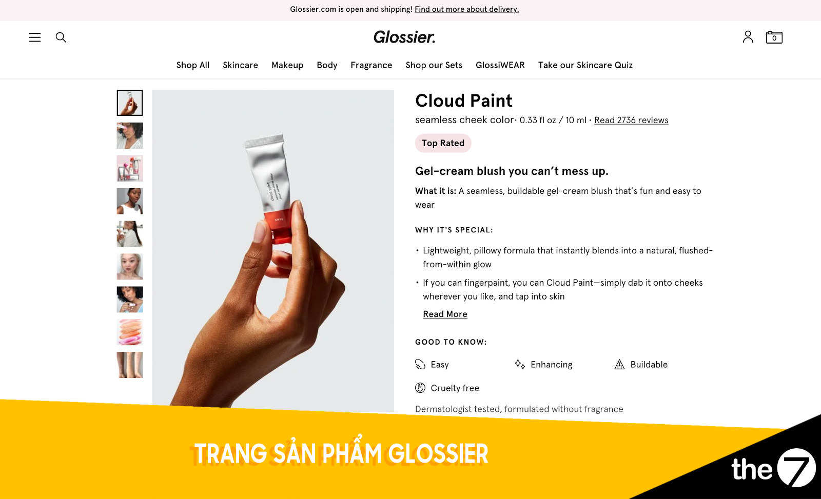 Trang sản phẩm Glossier