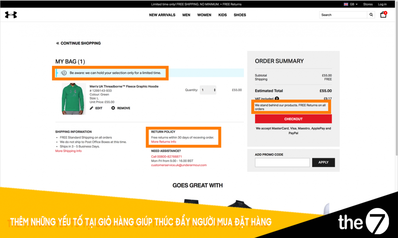 Giao diện trong trang giỏ hàng