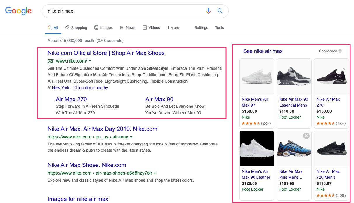 Hình thức hiển thị của Google Shopping