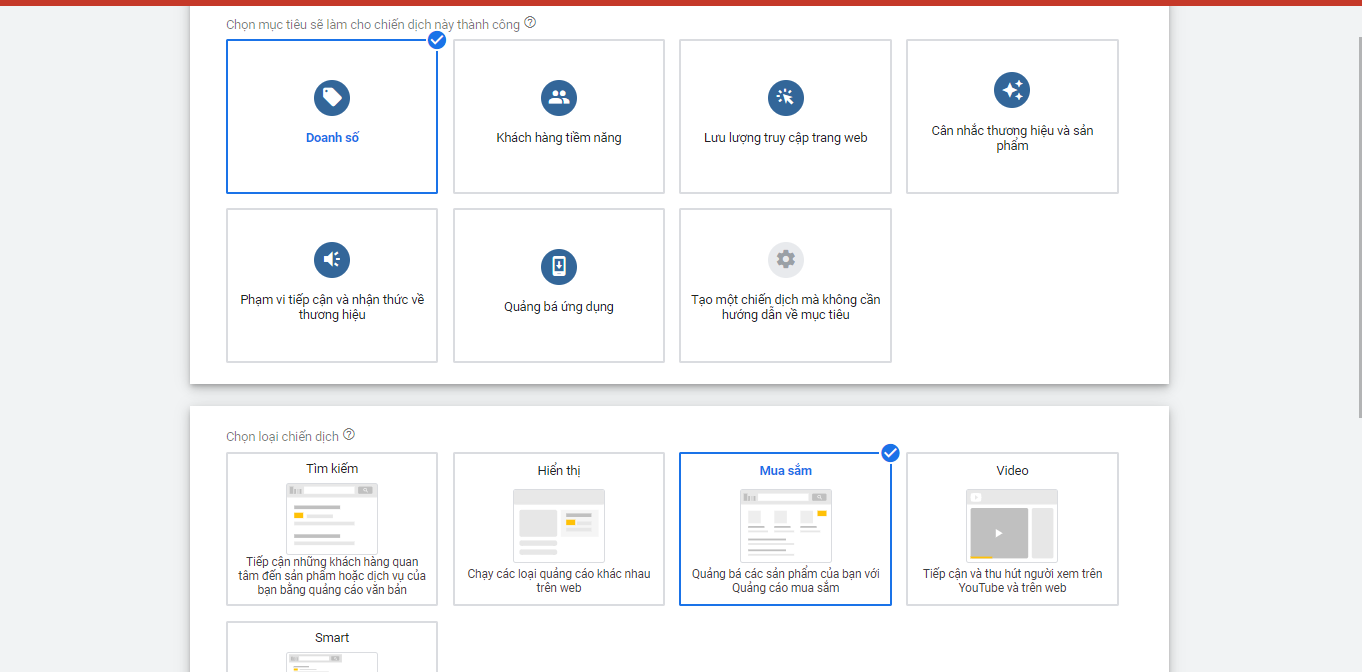 Tạo chiến dịch mua sắm Google Shopping