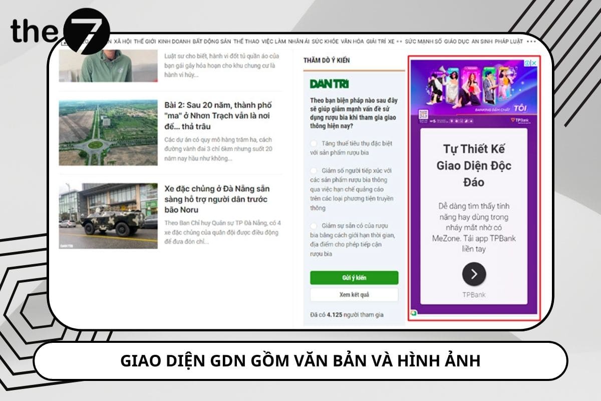 Giao diện GDN gồm văn bản và hình ảnh