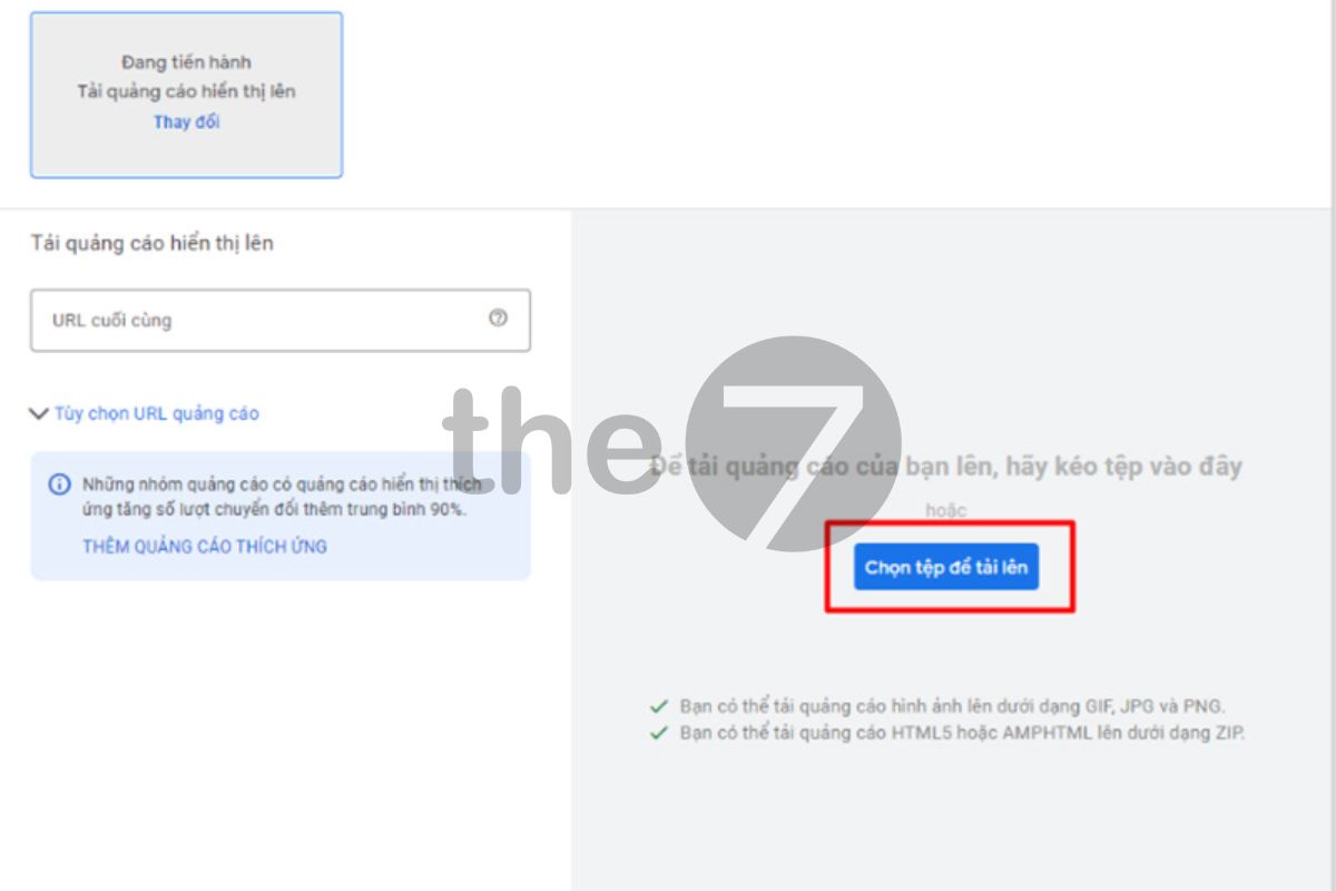 Giao diện tạo quảng cáo hình ảnh