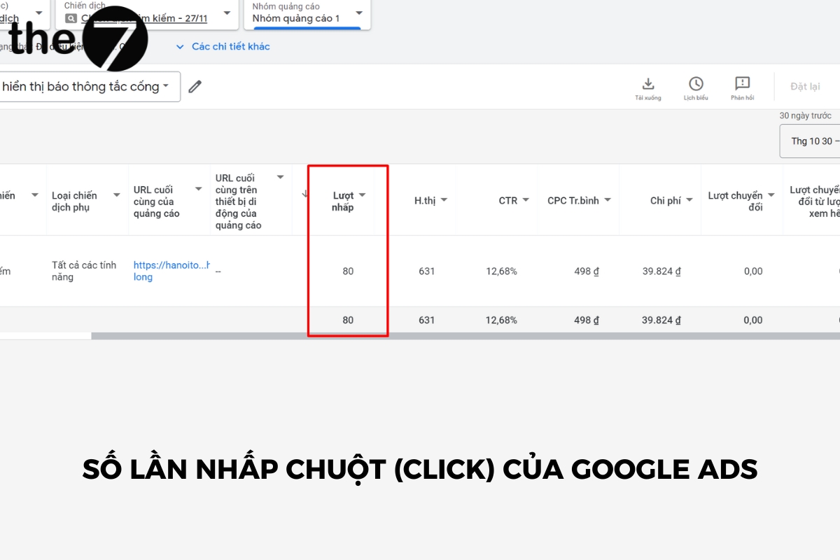 Số lần nhấp chuột trong Google Ads