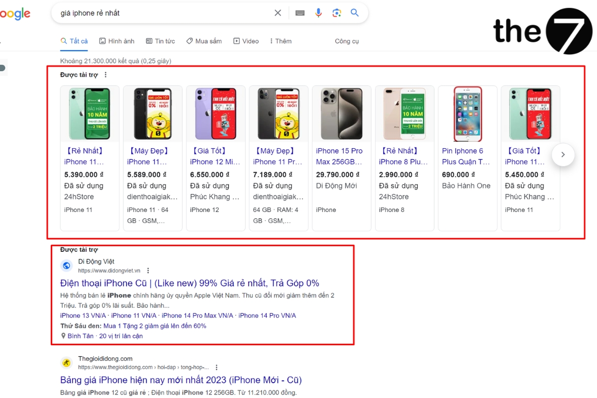 Google sẽ tính phí cho Di Động Việt khi người tìm kiếm nhấp vào URL