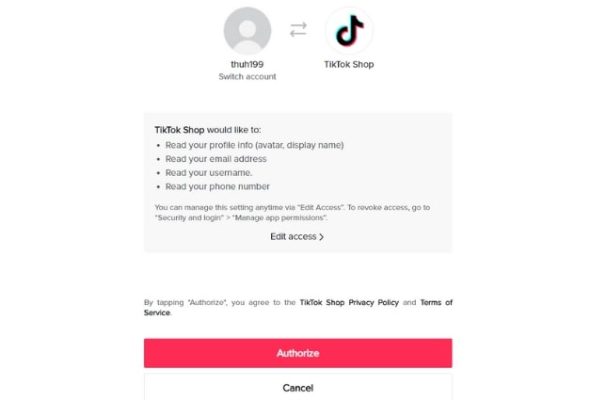 Lựa chọn đăng ký bằng tài khoản Tiktok