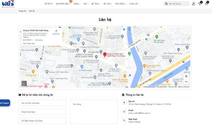 Trang địa chỉ có thể trùng với trang liên hệ