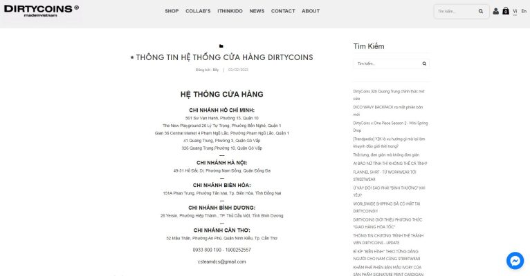 Trang liên hệ của Dirty Coins