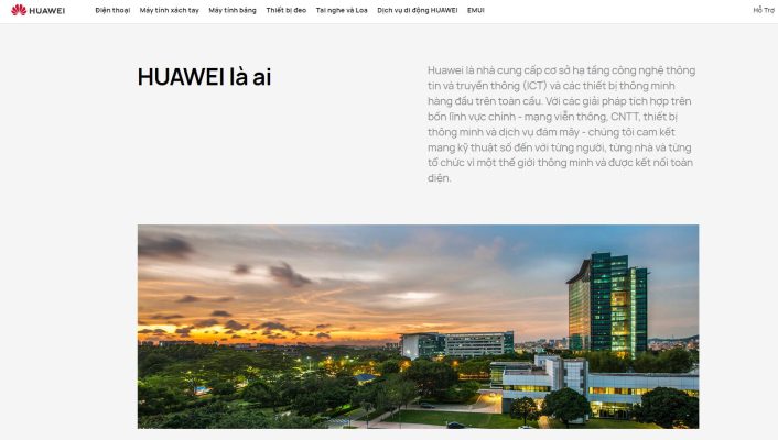 Trang "Về chúng tôi" HUAWEI