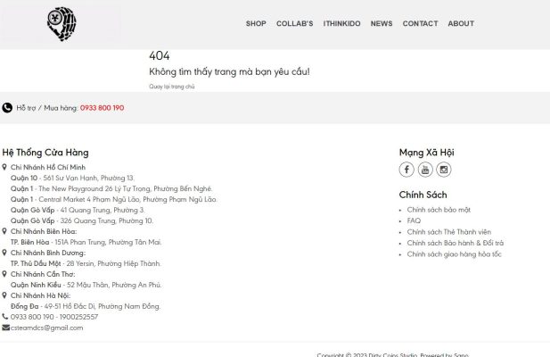 Trang lỗi 404 của DIrty Coins