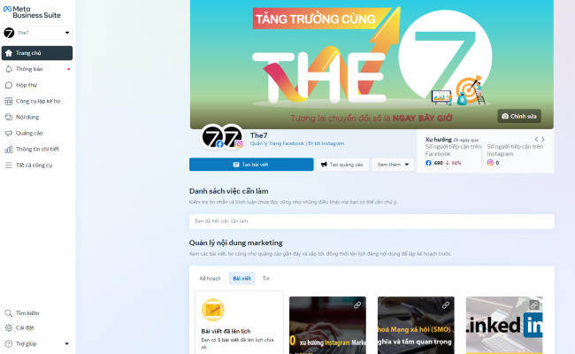 Bảng điều khiển Meta Business Suite
