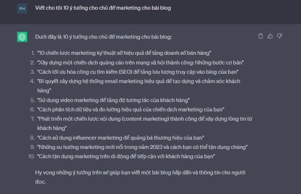 Tận dụng ChatGPT để lấy ý tưởng cho bài blog