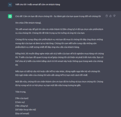 Ví dụ về cách yêu cầu ChatGPT tạo mẫu email