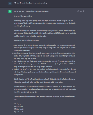 Ví dụ viết email xin việc