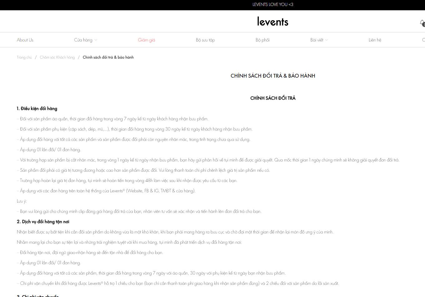 Tính năng chính sách hoàn trả