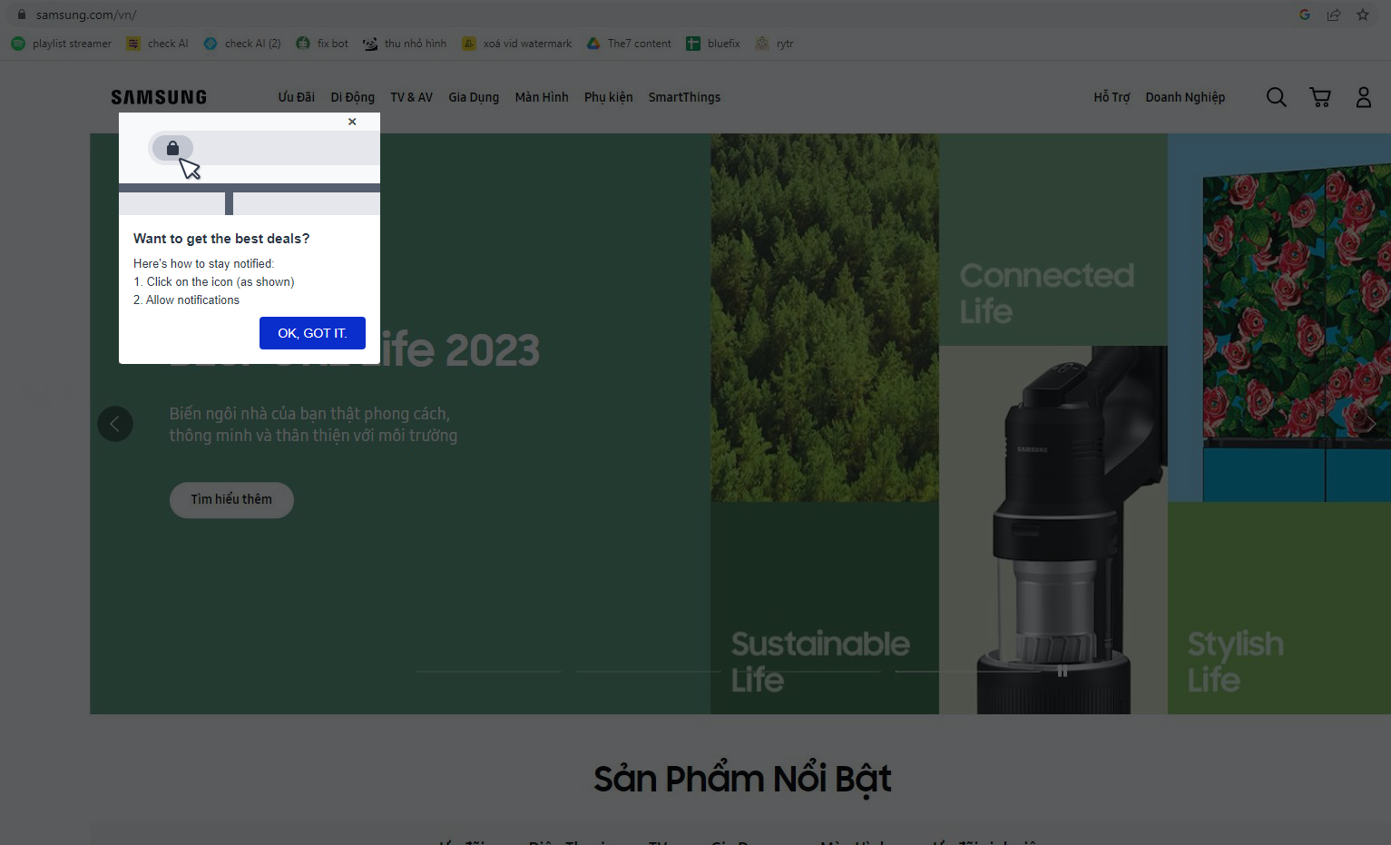 Tính năng thông báo đẩy