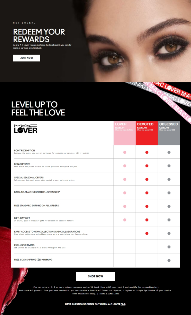 Tính năng chương trình khách hàng thân thiết