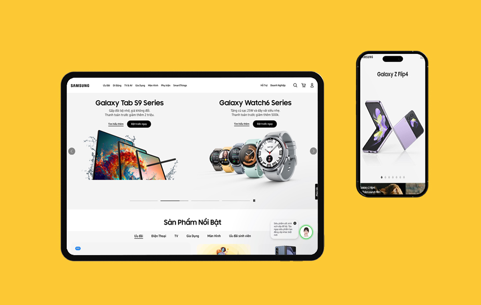 Bố cục của trang web trên tablet và điện thoại