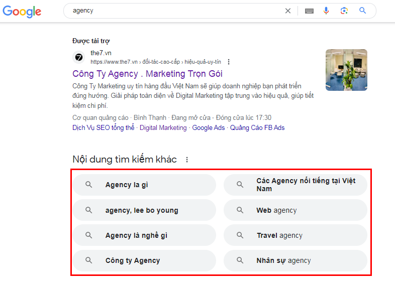 Trả lời cho câu hỏi “nội dung tìm kiếm khác”