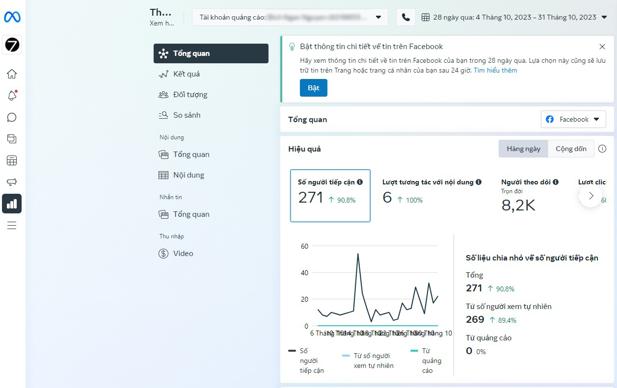 Facebook Messenger bảng điều khiển