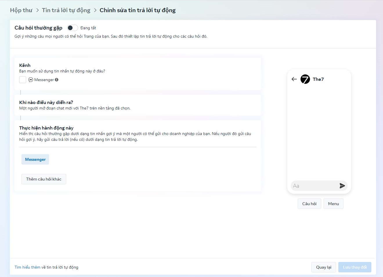 Facebook Messenger chỉnh sửa tin tự động