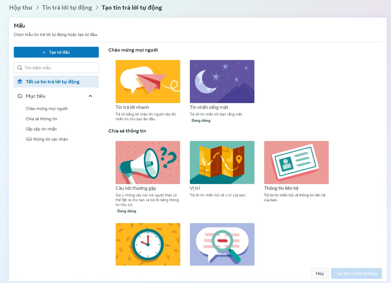 Facebook Messenger tạo câu trả lời tự động