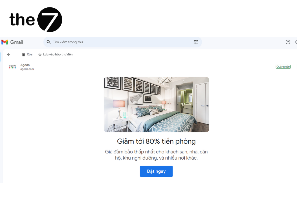 Agoda cũng lựa chọn quảng cáo Gmail để tiếp thị về dịch vụ/sản phẩm