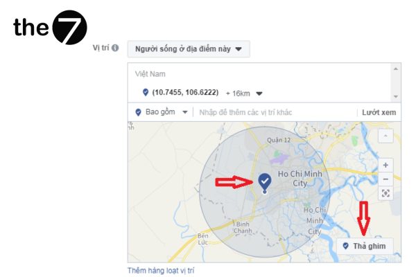 vị trí và thả ghim