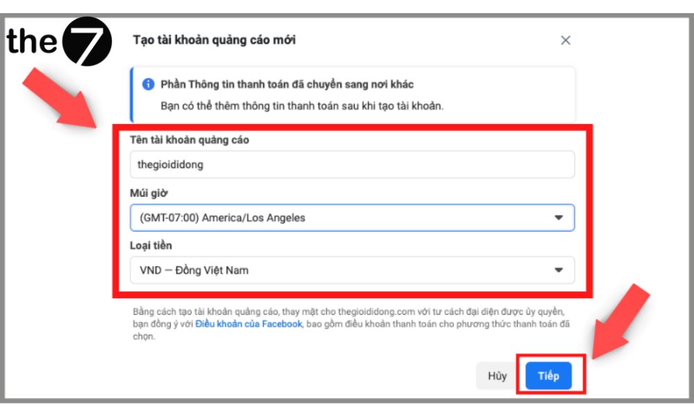 Điền đầy đủ các thông tin theo yêu cầu