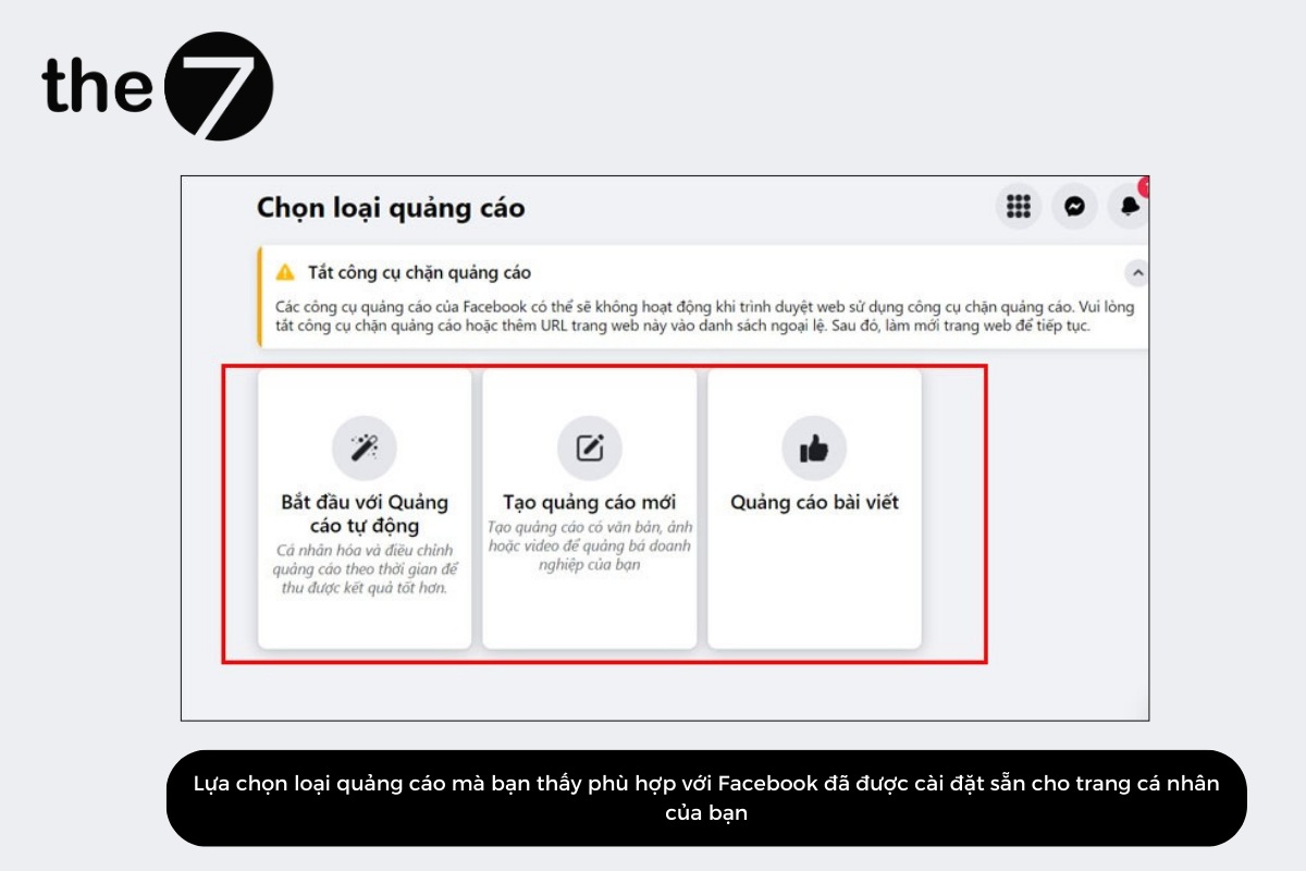 Lựa chọn loại quảng cáo Facebook