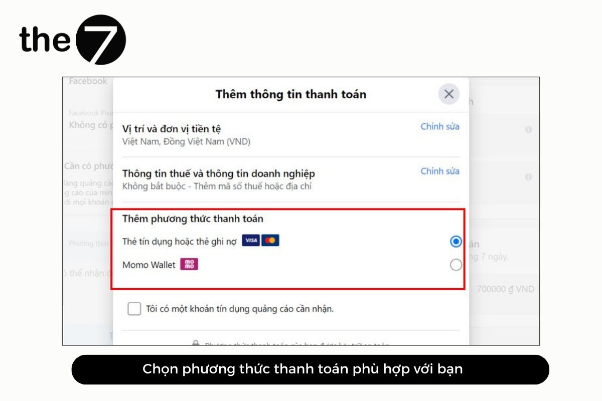 Chọn phương thức thanh toán
