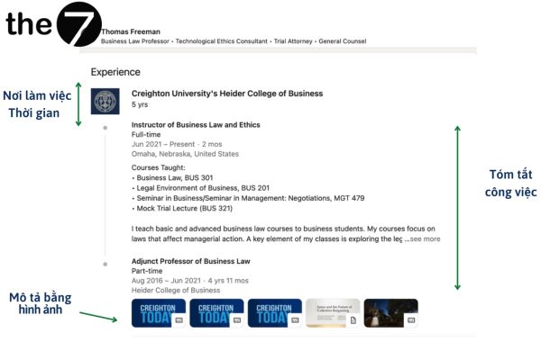 Đây là phần mà nhà tuyển dụng chú ý, quan tâm trên Profile của bạn