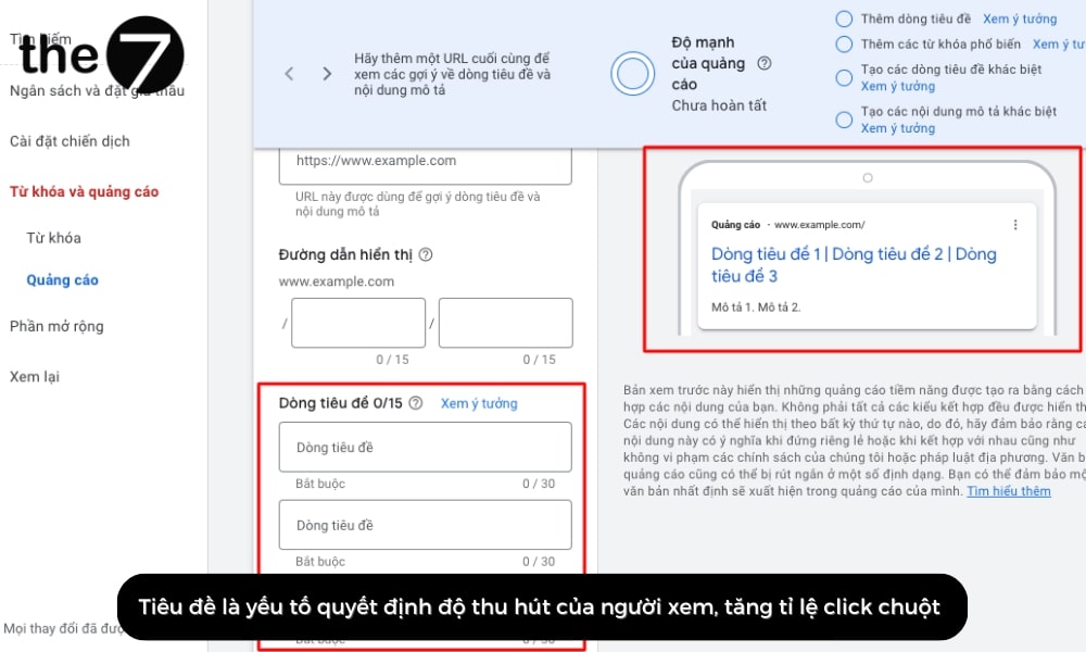 3 đoạn tiêu đề nhỏ trong phần tiêu đề lớn