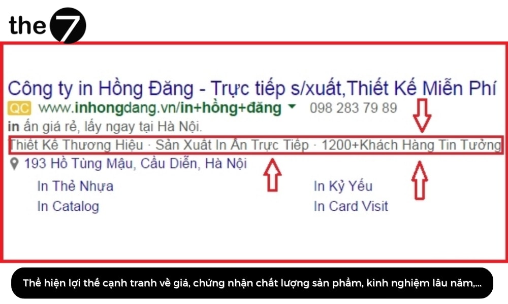 Thể hiện được điểm khác biệt về sản phẩm/ dịch vụ của bạn