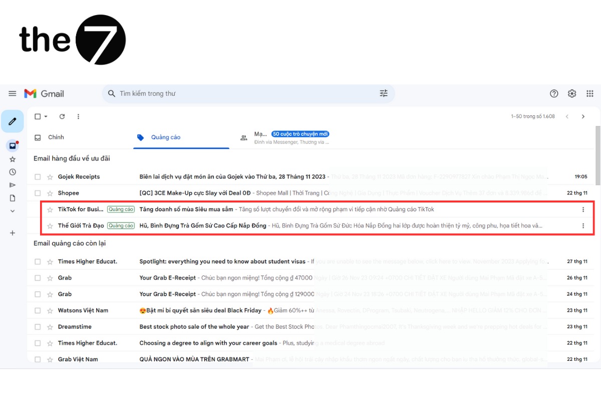 Quảng cáo khám phá trong gmail