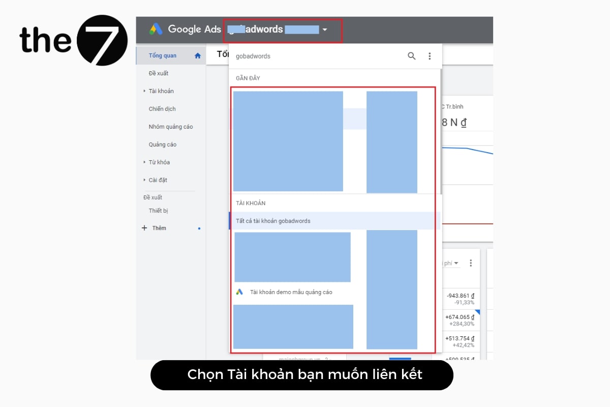 Lựa chọn tài khoản bạn muốn liên kết.