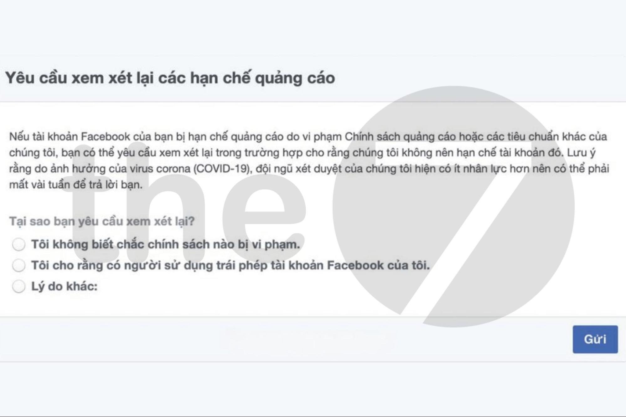 Yêu cầu xác minh từ Facebook