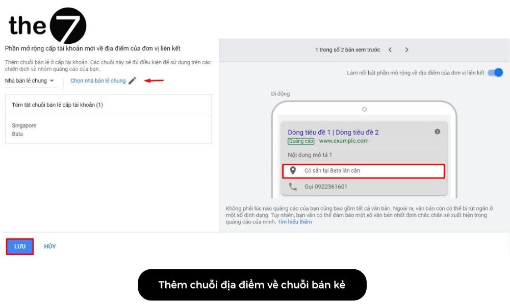 Thêm chuỗi địa điểm