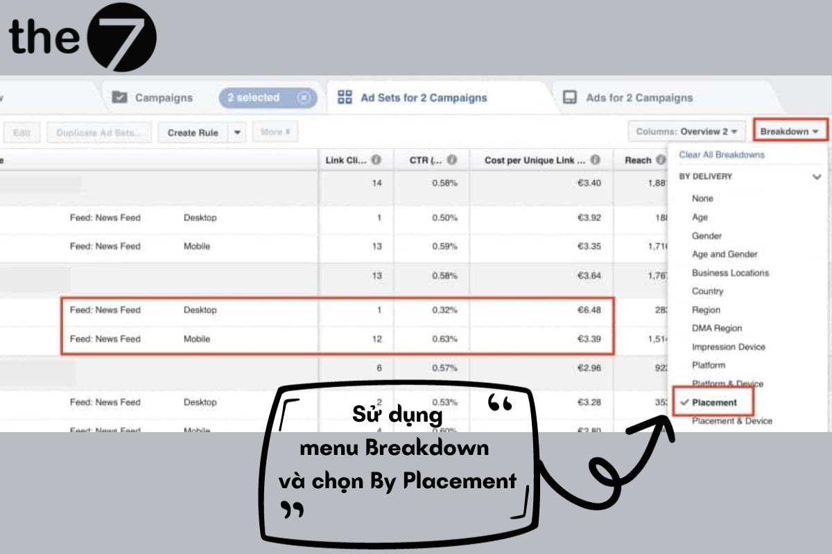 Chọn Placement để kiểm tra Facebook Ads chạy tùy theo từng thiết bị định vị