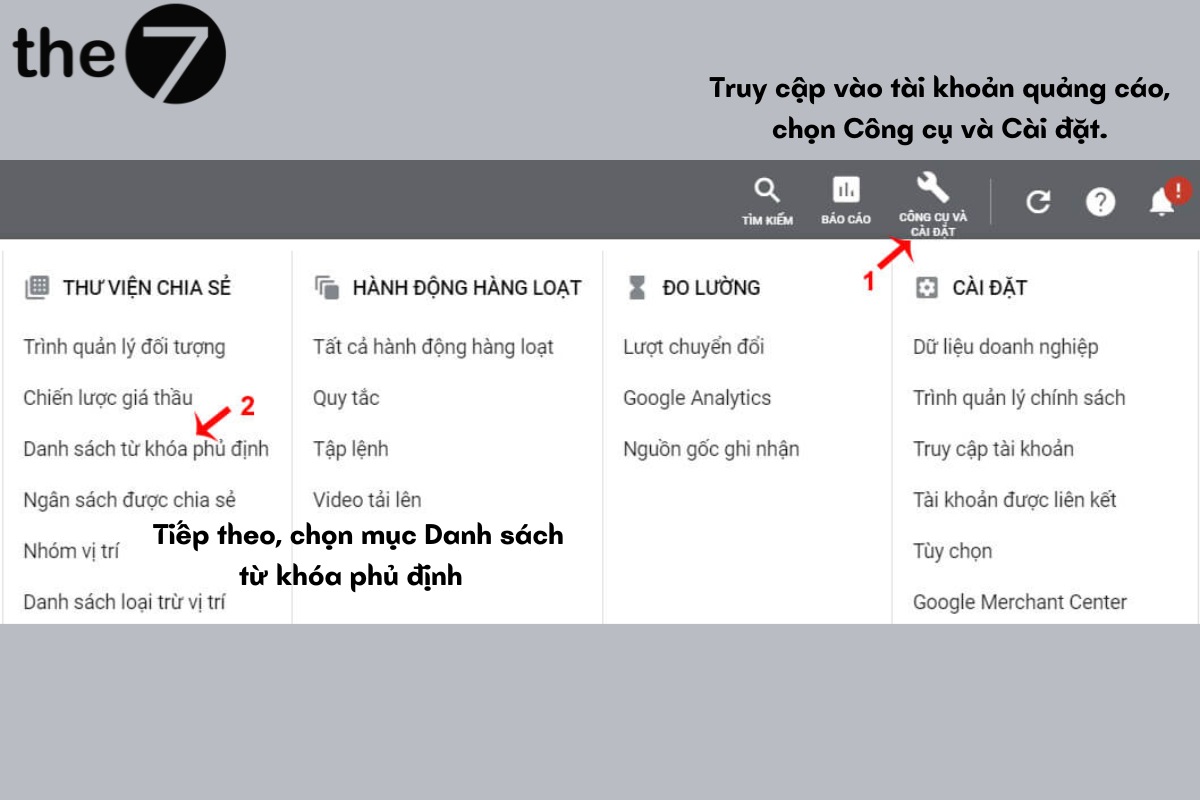 từ khoá phủ định adwords