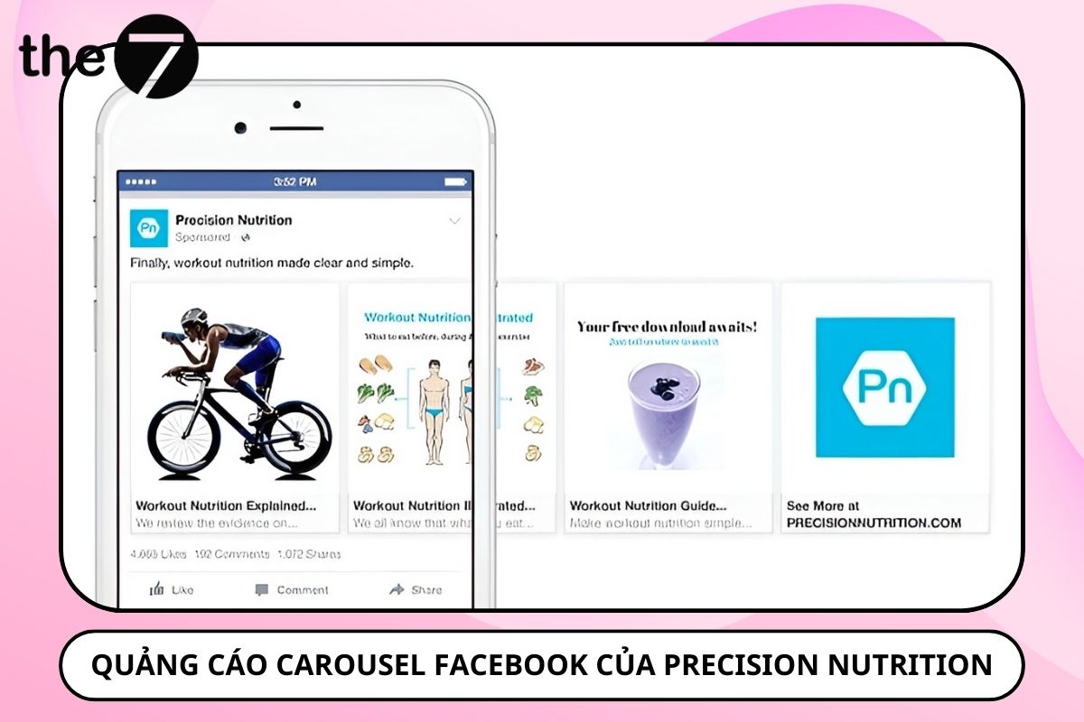 Quảng cáo của Precision Nutrition tiếp cận được nhiều vận động viên nhờ các bài viết ăn uống lành mạnh
