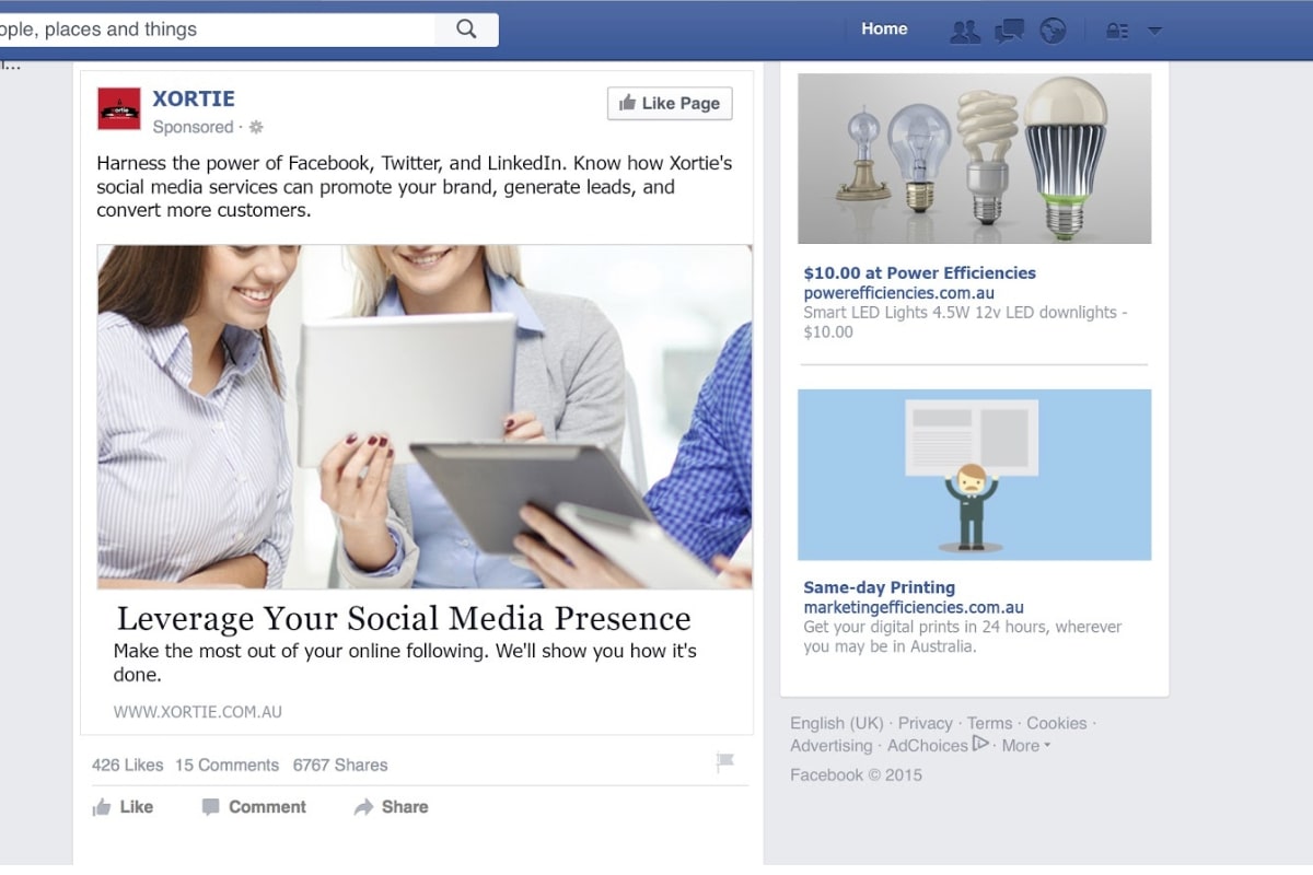 Mô phỏng Facebook Right Column Ads