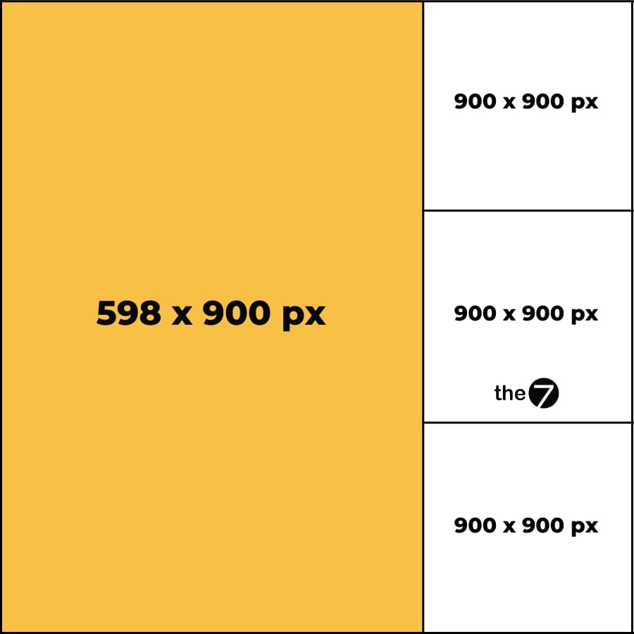 Minh họa 1 kích thước hình đứng và 3 hình nhỏ bên cạnh cho quảng cáo Facebook