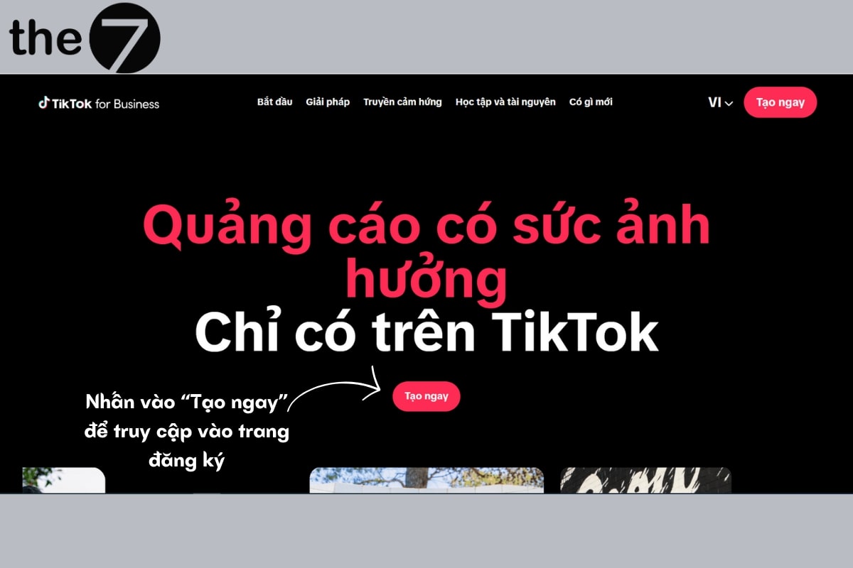 Bước 1: Truy cập vào Website TikTok For Business