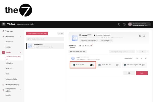 Chọn vào tài khoản quảng cáo