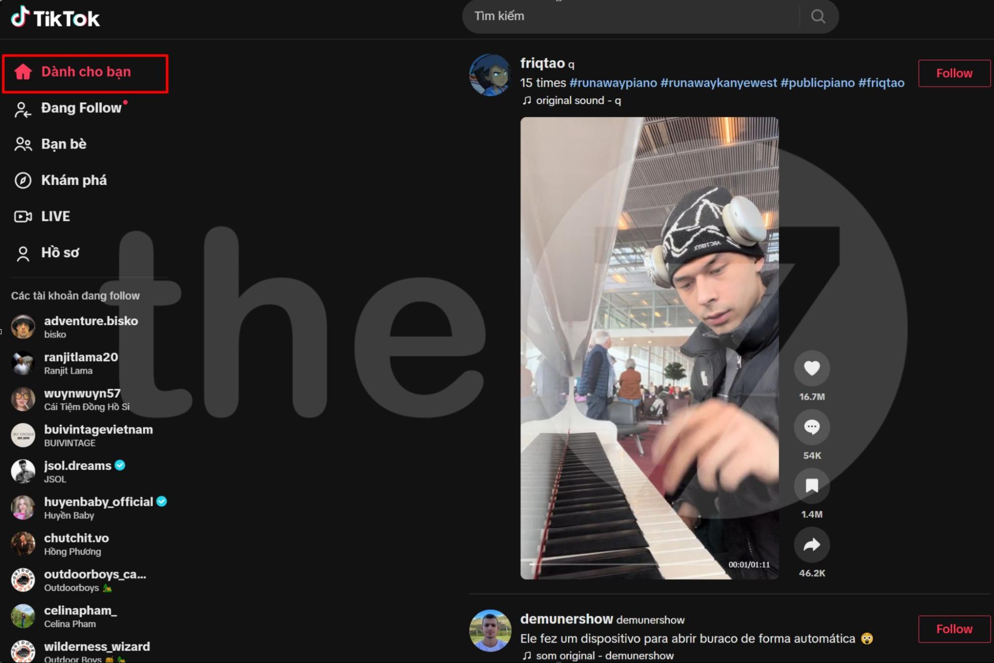 Trang “Dành cho bạn” hiển thị video dựa trên thời lượng xem video, lượt thích, nhận xét, chia sẻ,...