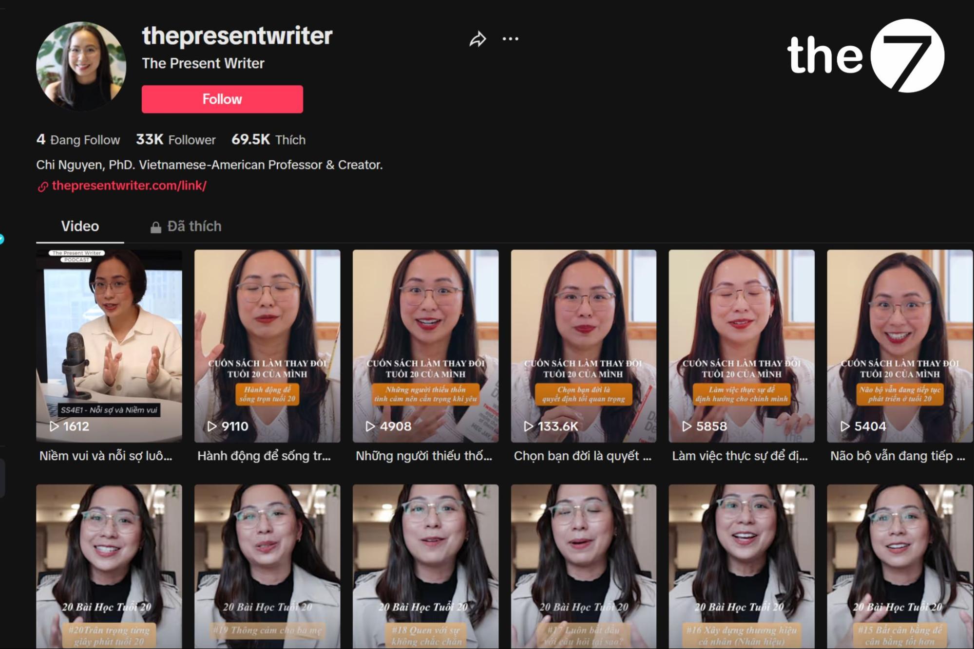TikToker khá nổi tiếng trong lĩnh vực Content Marketing là thepresentwriter