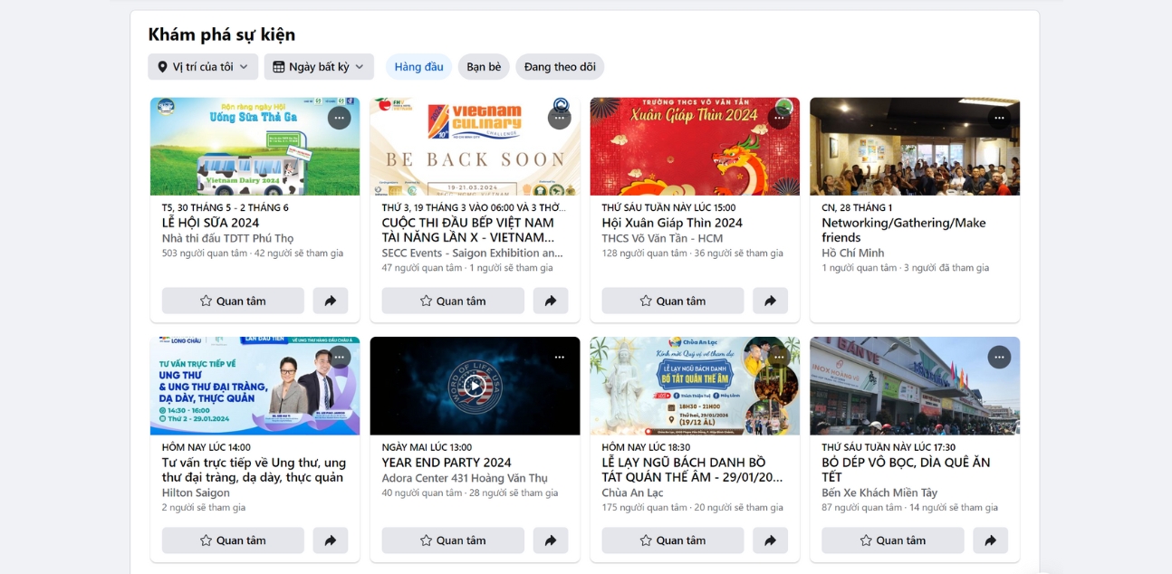 Quảng cáo Event Responsive facebook
