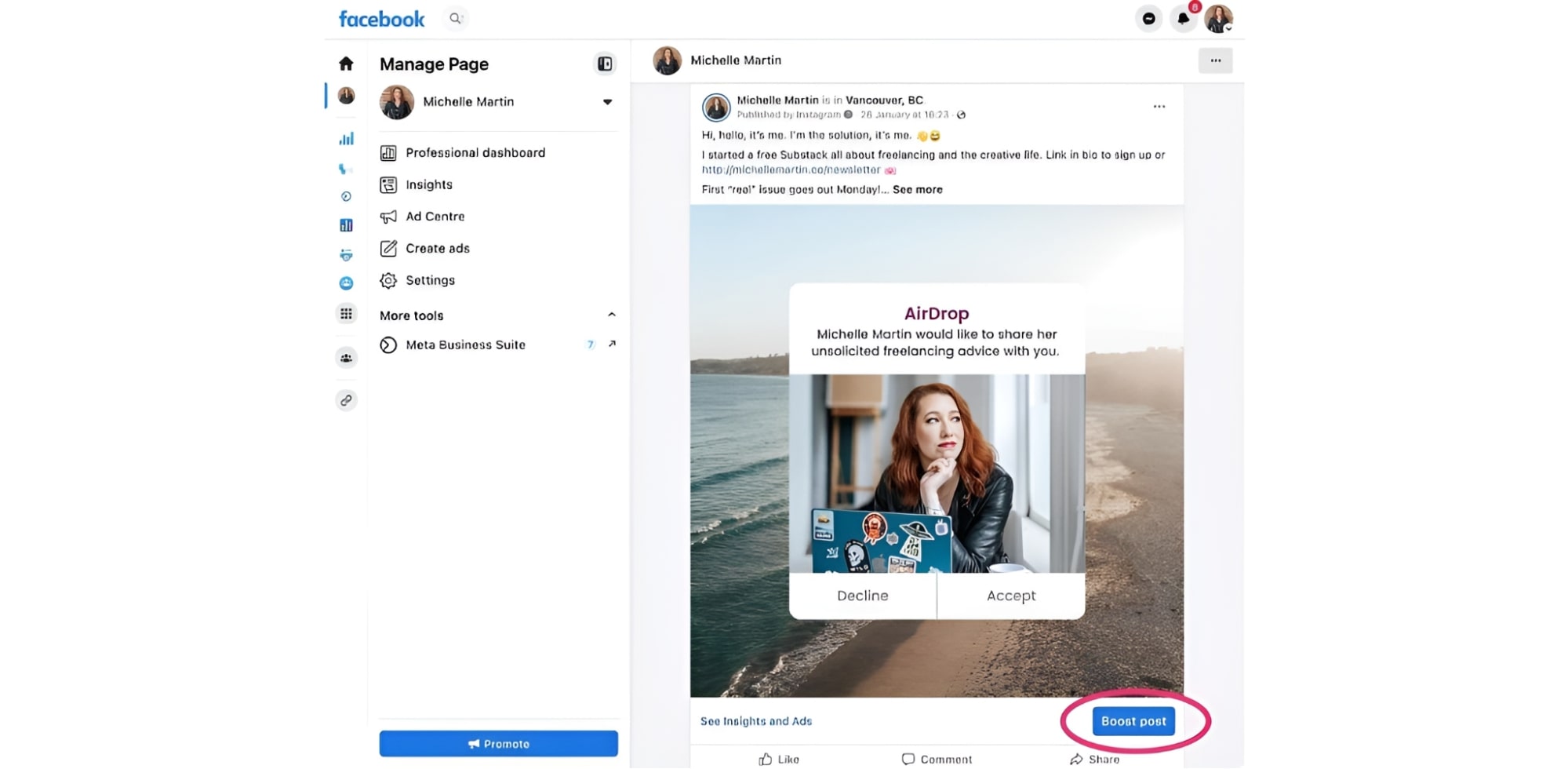 Quảng cáo Boost Post Facebook
