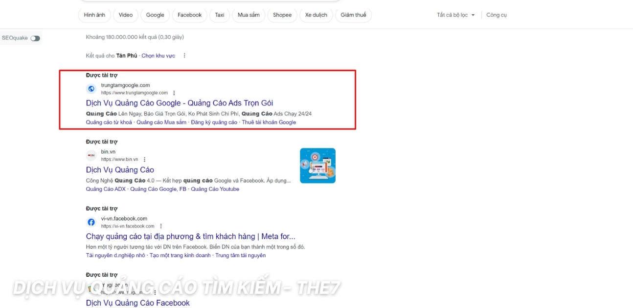 Quảng cáo google search